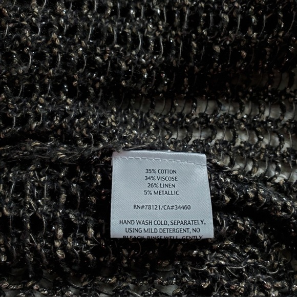 Eileen Fisher Brown Metallic Open Front Cardigan - Picture 5 of 8